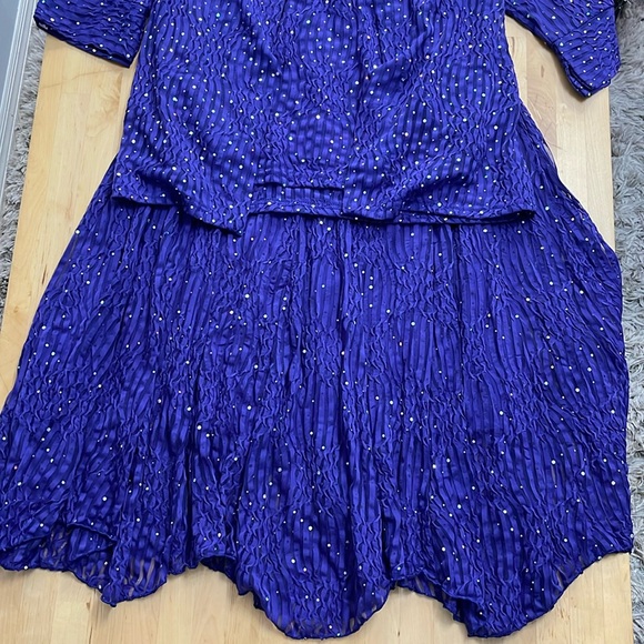 MAXIMA VINTAGE 3-PIECE SKIRT TOP CAMISOLE WOMEN Sz S EMBELLISHED SEQUINS PURPLE - Picture 6 of 16